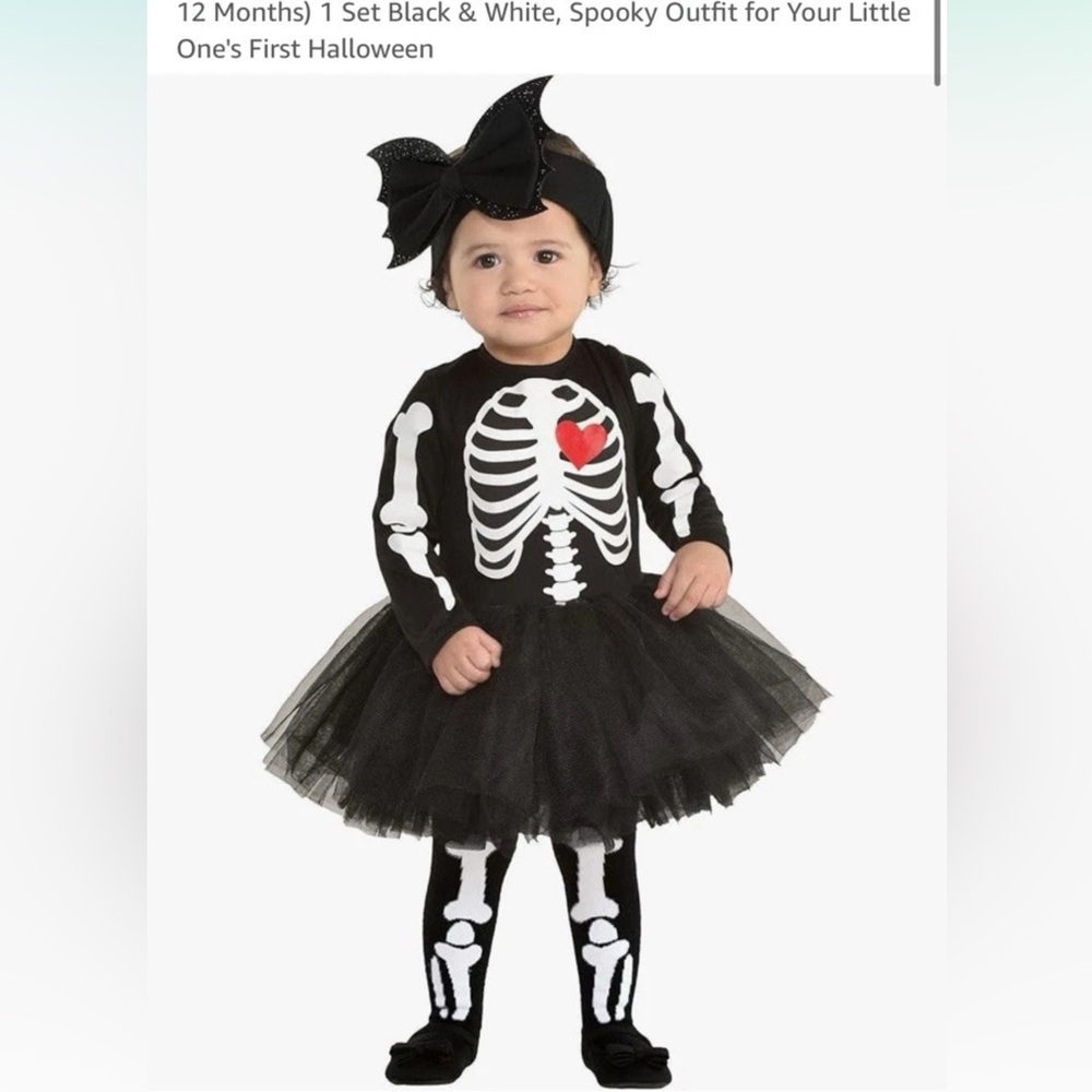 Baby Bones Skeleton Girl Toddler 18-24 Months Dress Halloween Child Costume New
